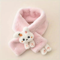 Girls Pink Bunny Plush Warm Winter Scarf Trending Accessories
