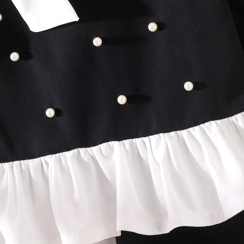 Girls Black Pearl Embellished Sleeveless Peplum Top With Pants Sets 2 pc. Sets