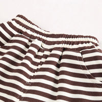 Girls Beige Typographic Printed Sweatshirt With Stripes Jogger Sets Sets