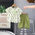 Girls Green Polka Dot Printed Puff Sleeves Top With Capri Set 2 pc. Sets Green 1-2 Y