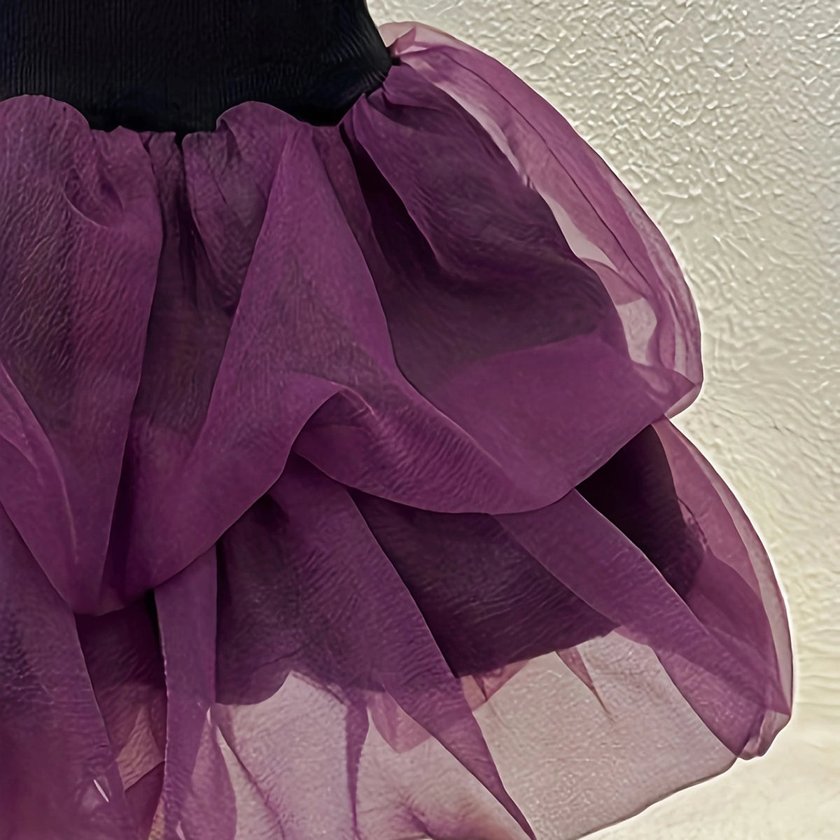 Girls Purple Sleeveless Tulle Ruffles Fit & Flare Dress Casual Dresses
