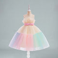 Girls Multicolor Sleeveless Tutu Partywear Dress With Back Bow Party Dresses Multicolor 1-2 Y