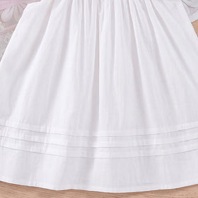 Girls White Embroidered Flutter Sleeve Dress Casual Dresses