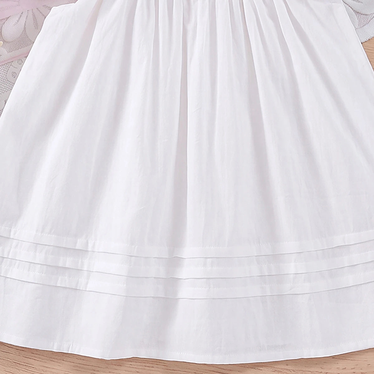 Girls White Embroidered Flutter Sleeve Dress Casual Dresses