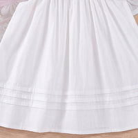 Girls White Embroidered Flutter Sleeve Dress Casual Dresses