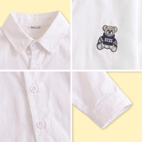 Boys White Embroidered Long Sleeve Shirt Shirts