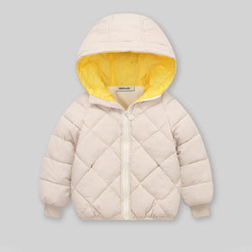Boys Apricot Hooded Zip-up Puffer Jacket With Long Sleeves Coats & Jackets Apricot 3-4 Y