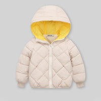 Boys Apricot Hooded Zip-up Puffer Jacket With Long Sleeves Coats & Jackets Apricot 3-4 Y