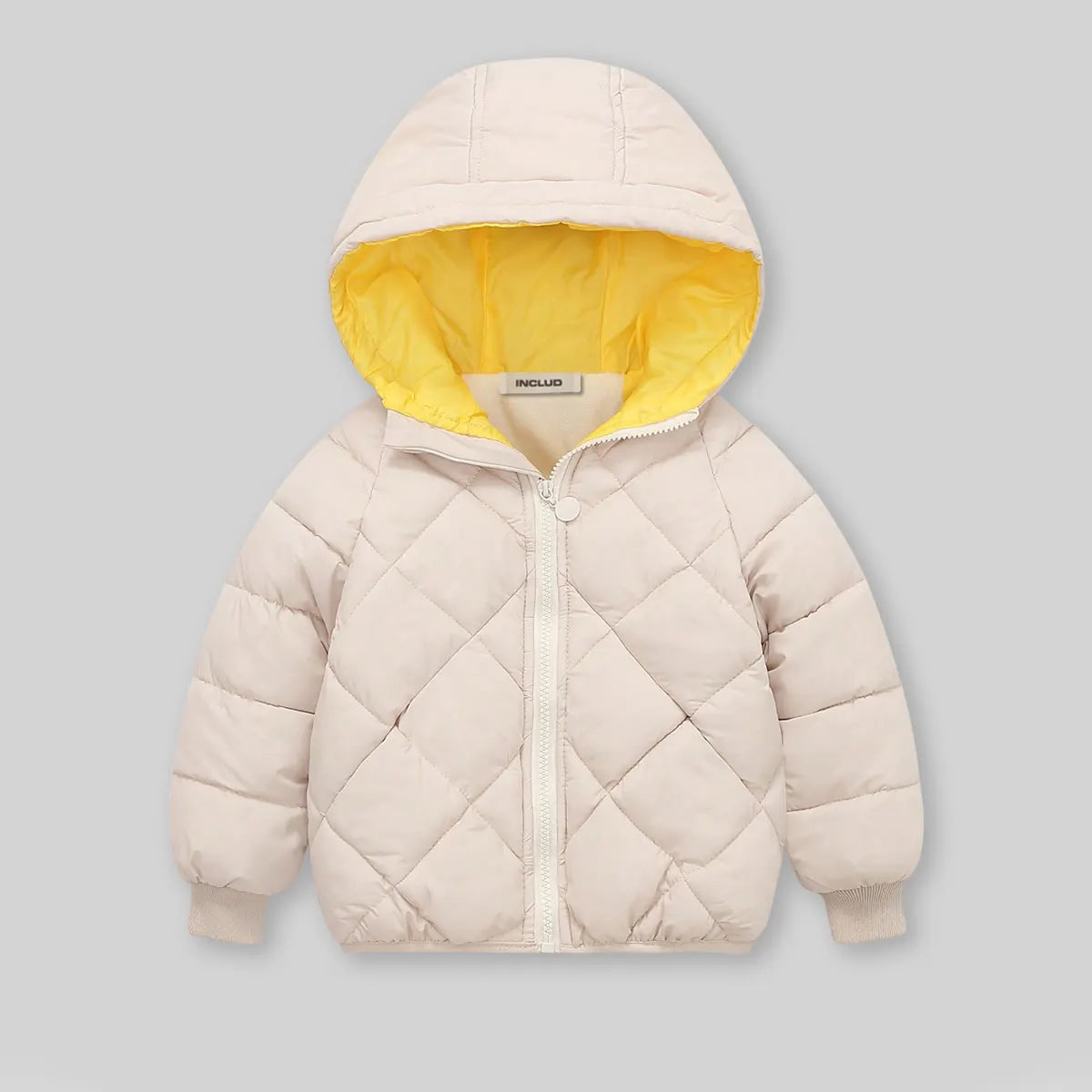 Boys Apricot Hooded Zip-up Puffer Jacket With Long Sleeves Coats & Jackets Apricot 3-4 Y