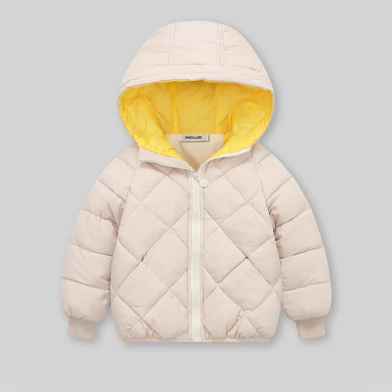 Boys Apricot Hooded Zip-up Puffer Jacket With Long Sleeves Coats & Jackets Apricot 3-4 Y