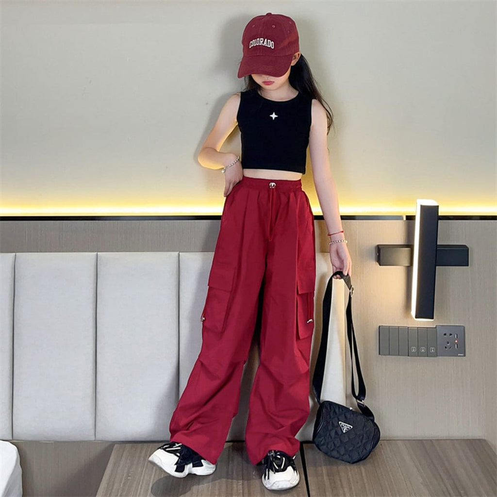 Girls Elasticated Straight Fit Cargo Pants