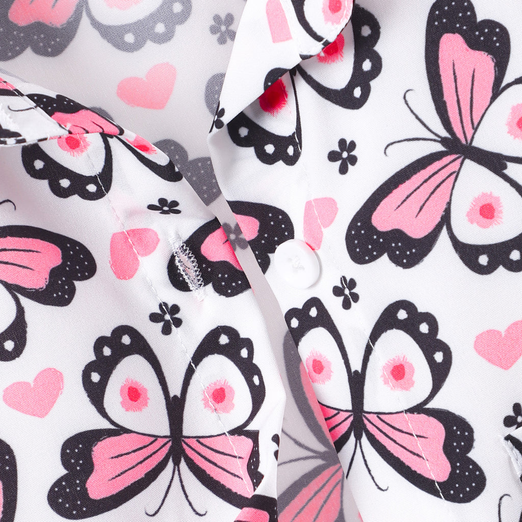 Girls Multicolor Butterfly Printed Shirt With Shorts Set 2 pc. Sets