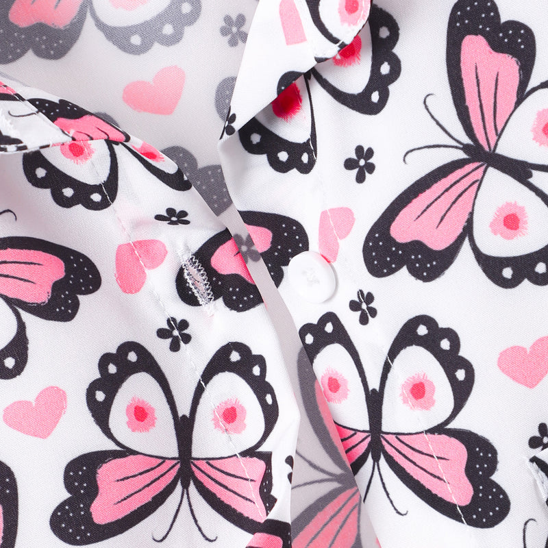 Girls Multicolor Butterfly Printed Shirt With Shorts Set 2 pc. Sets