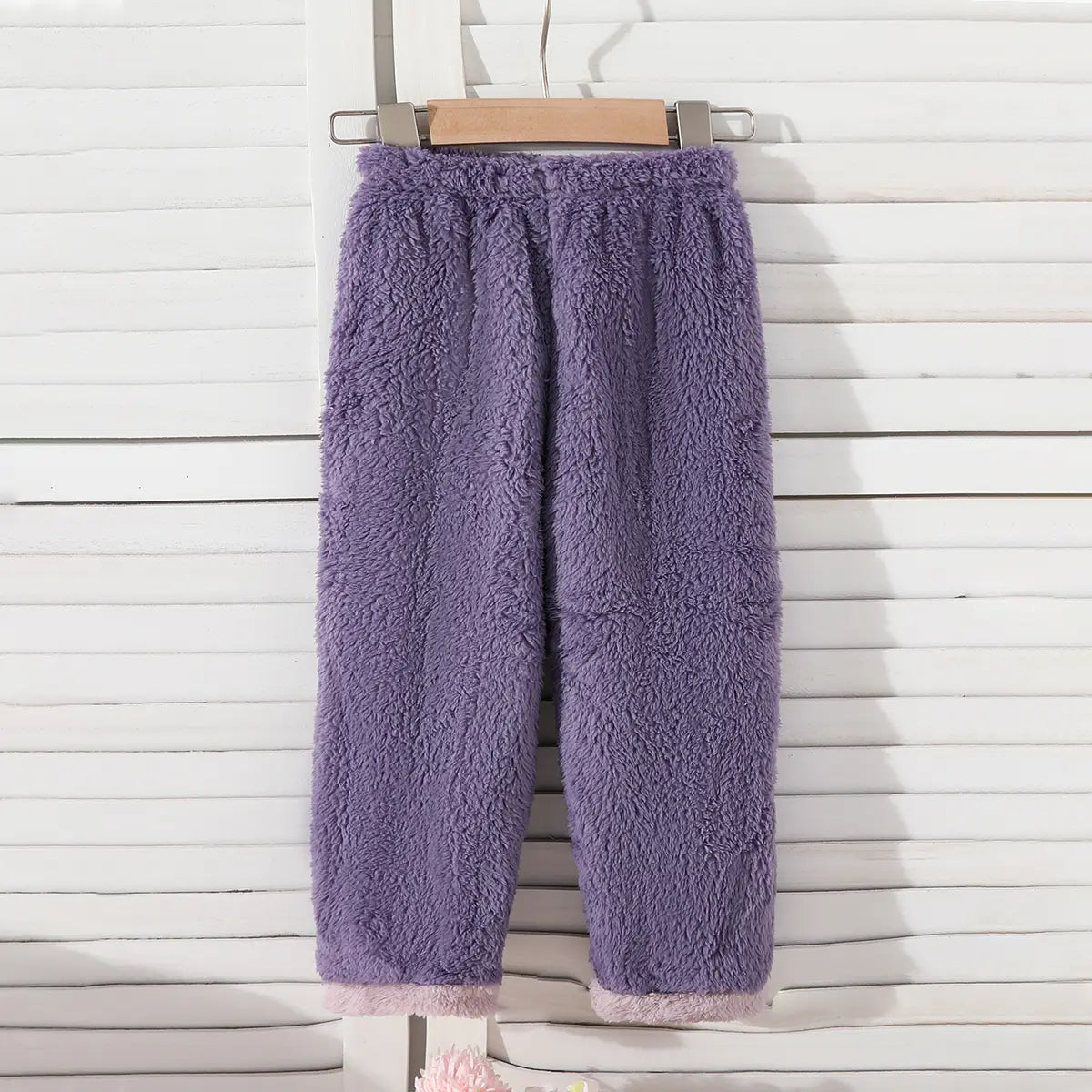 Girls Purple Polar Fleece Unicorn Embroidered Sweatshirt With Pants Sets Sets