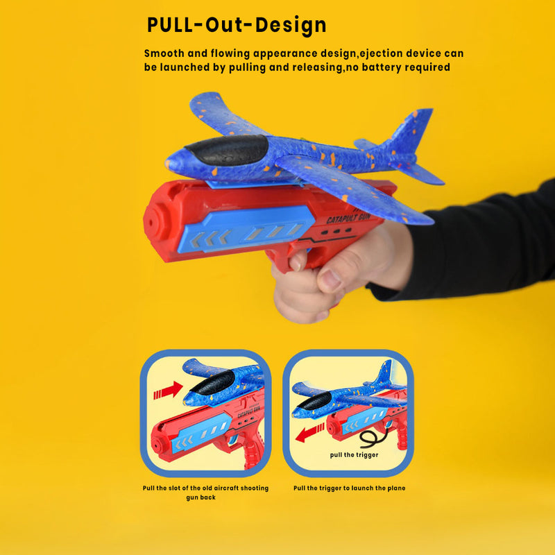 Kids Blue Airplane Launcher Gun with Foam Planes Trending Accessories