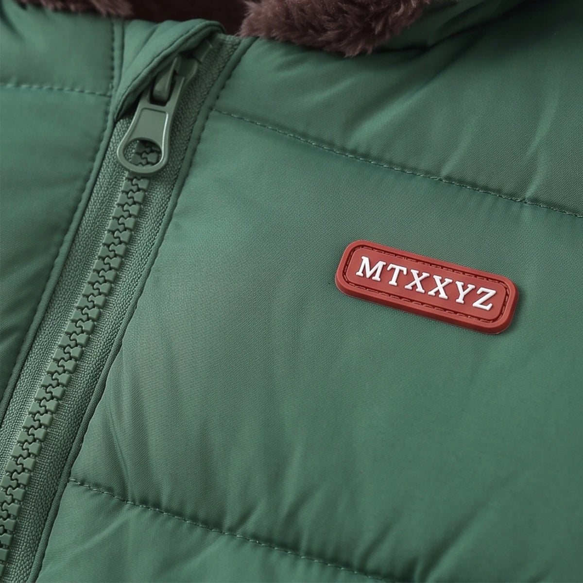 Boys Green Bear Ear On Hood Zip-up Puffer Jacket Coats & Jackets