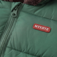Boys Green Bear Ear On Hood Zip-up Puffer Jacket Coats & Jackets