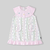 Girls Light Pink Star Striped Sleeveless A-line Dress Casual Dresses