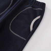 Boys Dark Blue Solid Polar Fleece Winter Jogger Trackpants & Joggers