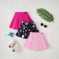 Girls Multicolor Bow Print Pleated Skorts Pack Of 3 Skirts Multicolor 7-8 Y