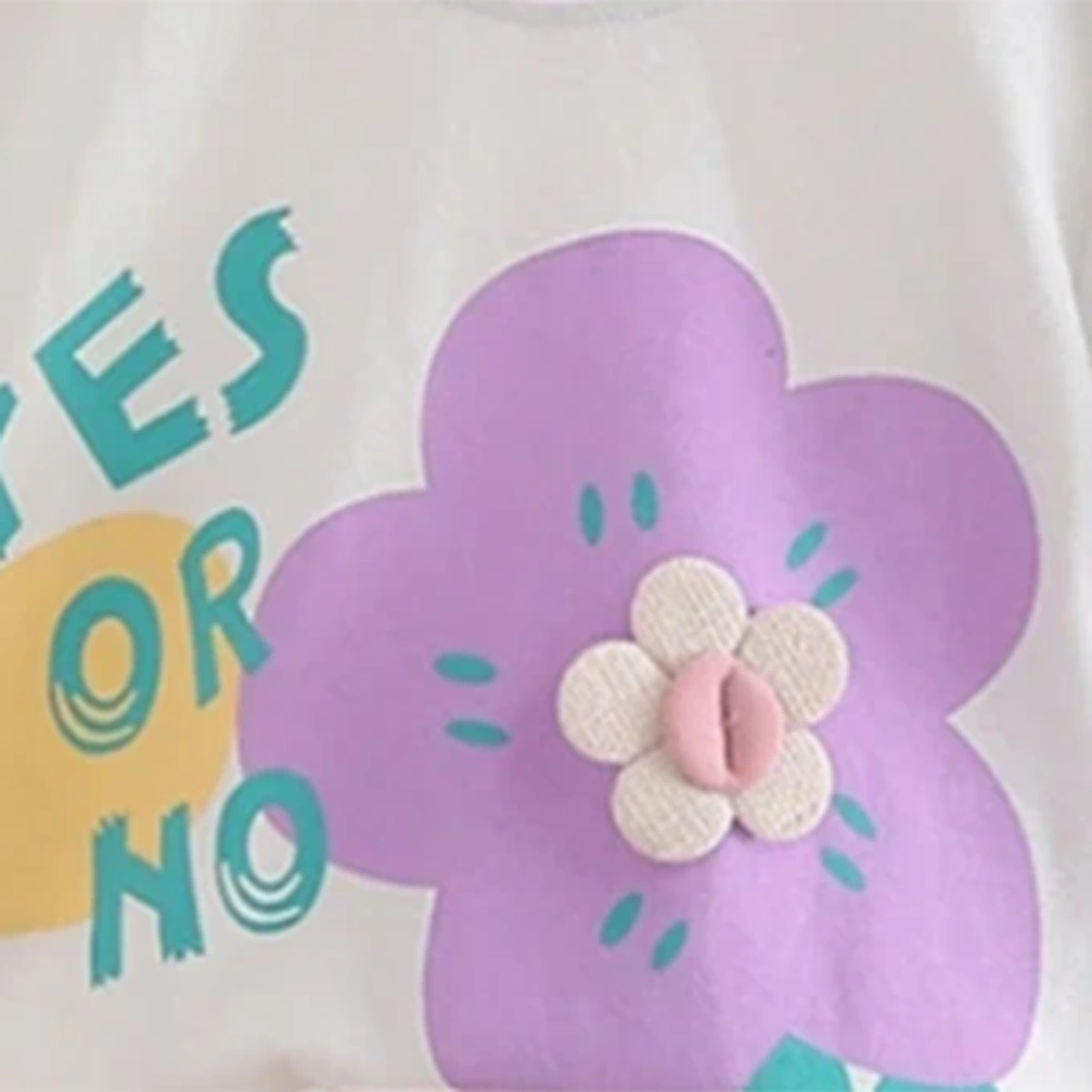 Girls Purple Flower Print Short Sleeves T-Shirt With Shorts Set Sets