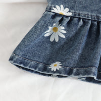Girls Blue Denim Daisy Print Peplum Top With Pants Co-ord Sets Sets