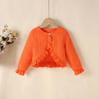 Girls Orange Textured Long Sleeve Shrug Tops Orange 3-4 Y