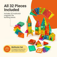 INCLUD 32 Pcs Magnetic Tiles Building Blocks - Build, Create & Explore Trending Accessories