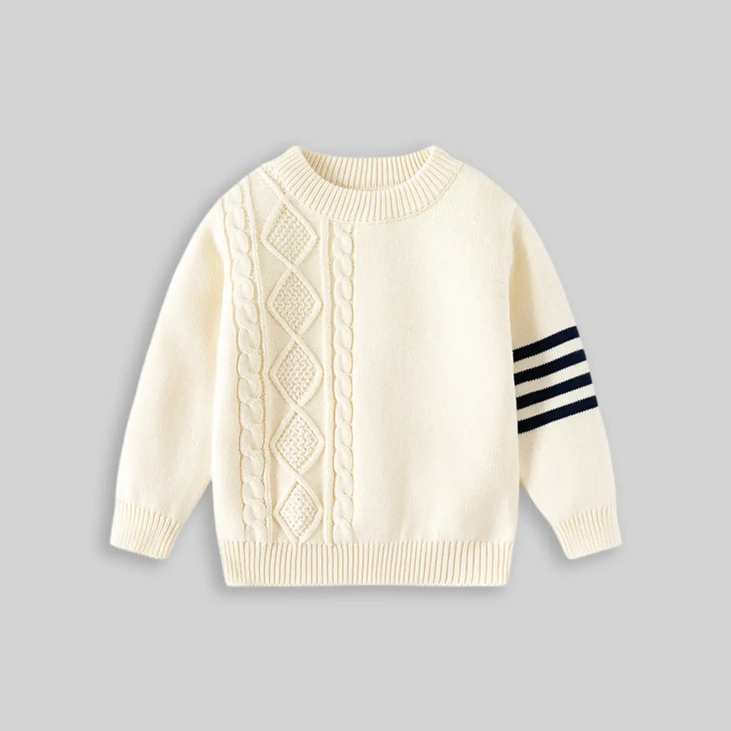 Boys Off White Self-Design Sweater Sweaters & Cardigans