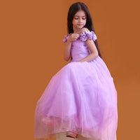Girls Lavender Gathered Off-Shoulder Tulle Party Gown Party Dresses
