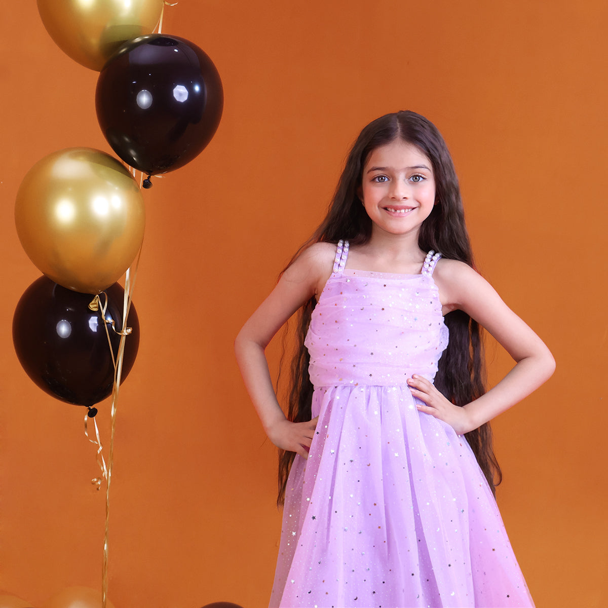 Girls Lilac Glitter Tulle Party Dress with Beaded Straps Party Dresses