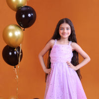 Girls Lilac Glitter Tulle Party Dress with Beaded Straps Party Dresses