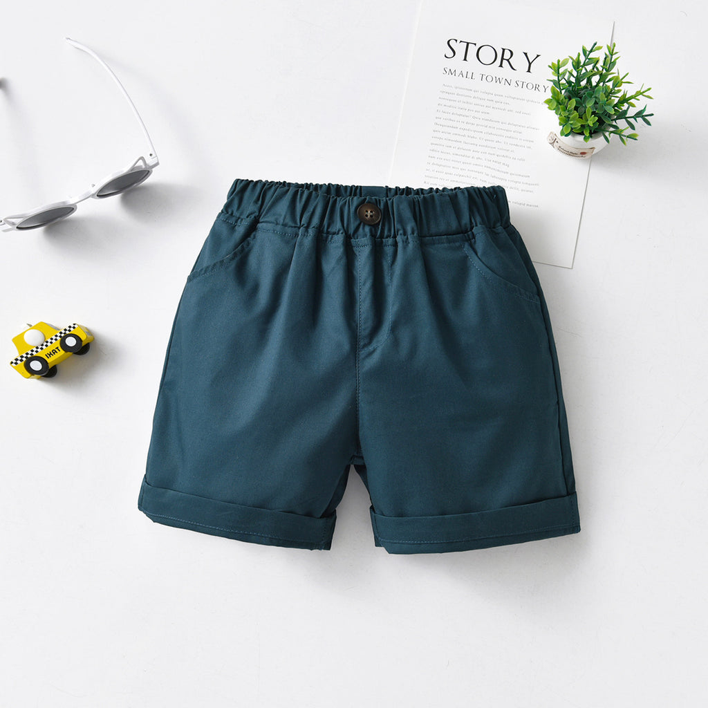 Boys Solid Color Elasticated Shorts