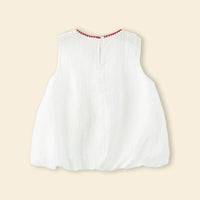 Girls White Mushroom Embroidered A-Line Dress Casual Dresses
