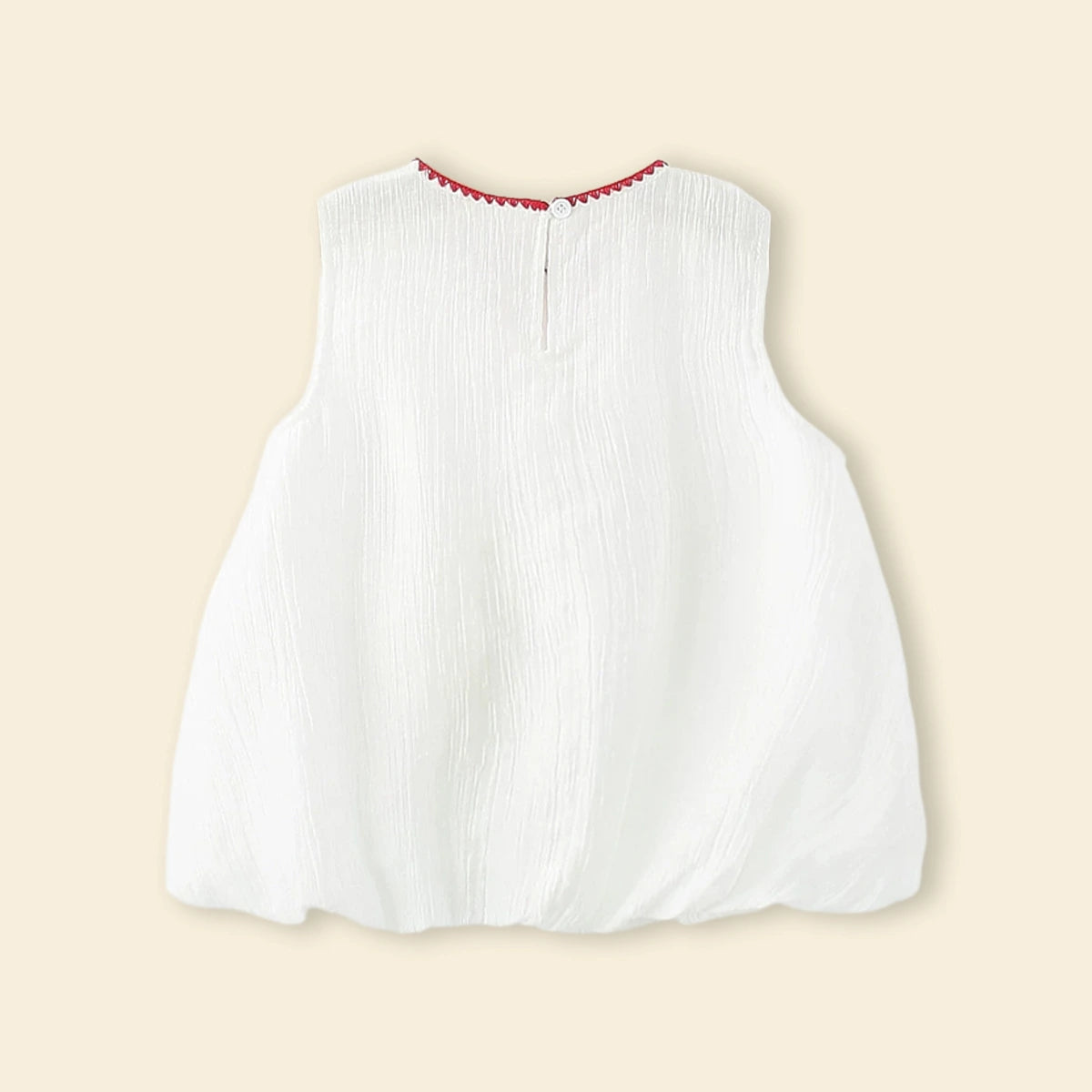 Girls White Mushroom Embroidered A-Line Dress Casual Dresses