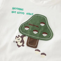 Boys White Mushroom Graphic T-Shirt With Shorts Sets Sets