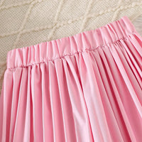 Girls Pink Sleeveless Blazer Top With Pleated Flared Pant Co-ord Sets Sets