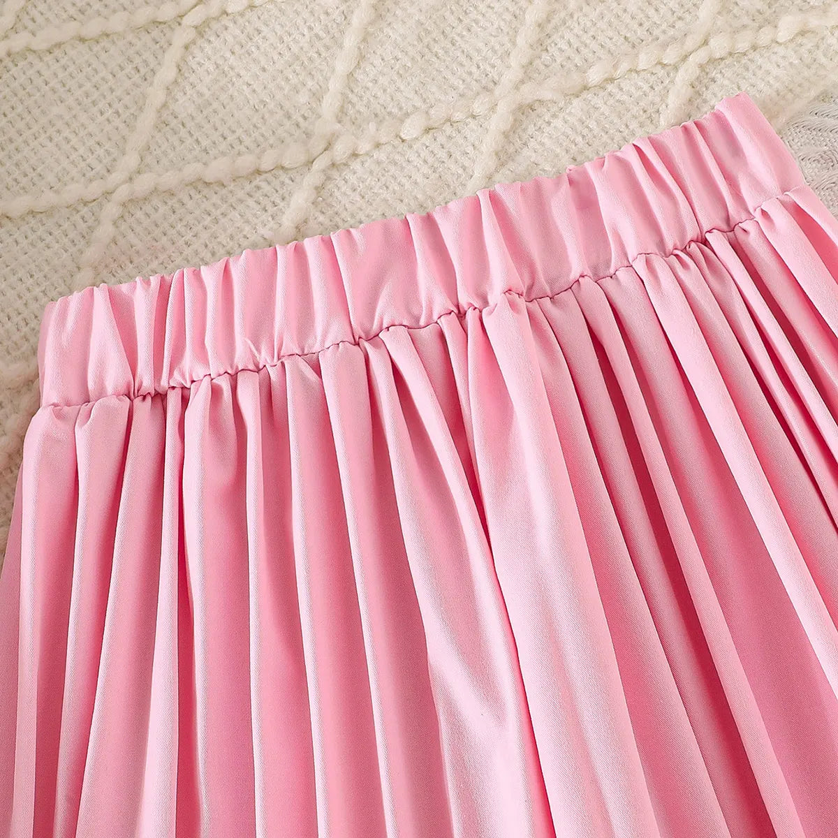 Girls Pink Sleeveless Blazer Top With Pleated Flared Pant Co-ord Sets Sets