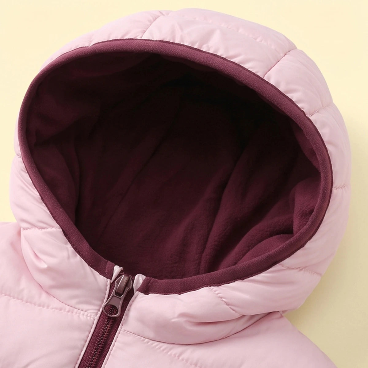 Girls Light Pink Hooded Zip-up Puffer Jacket Coats & Jackets