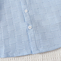 Boys Sky Blue Textured Short Sleeves Shirt With Shorts Set 2 pc. Sets
