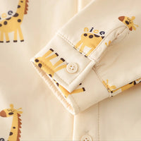 Boys Cream Giraffe Patch Embroidered Sweater Vest With Shirt & Denim Jogger Sets Sets