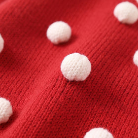 Girls Red Applique Long Sleeve Cardigan Sweaters & Cardigans