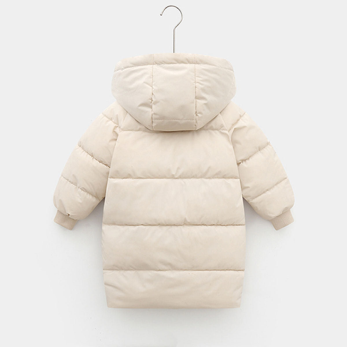 Girls Apricot Solid Puffer Hooded Down Jacket Coats & Jackets