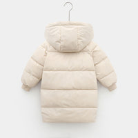 Girls Apricot Solid Puffer Hooded Down Jacket Coats & Jackets