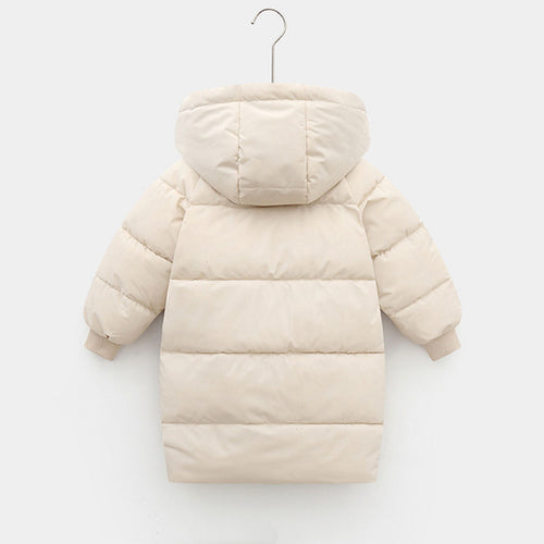 Girls Apricot Solid Puffer Hooded Down Jacket Coats & Jackets