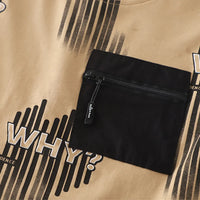 Boys Khaki Graphic Print T-Shirt With Shorts Sets Sets