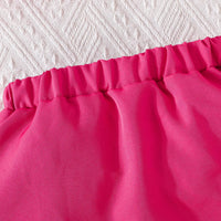 Girls Fuchsia Embellished Lapel Collar Blazer Top With Skirt Co-ord Sets Sets