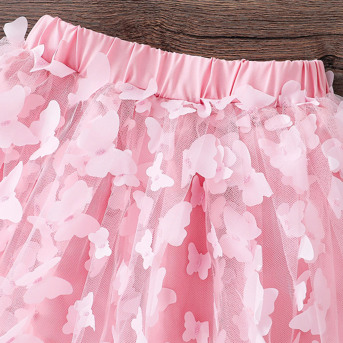 Girls Pink Short Sleeve Shrug With Cami Top & Butterfly Applique Skirt Sets 3 pc. Sets