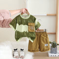 Boys Green Printed T-shirt with Flap Pocket & Shorts Set 2 pc. Sets Green 1-2 Y