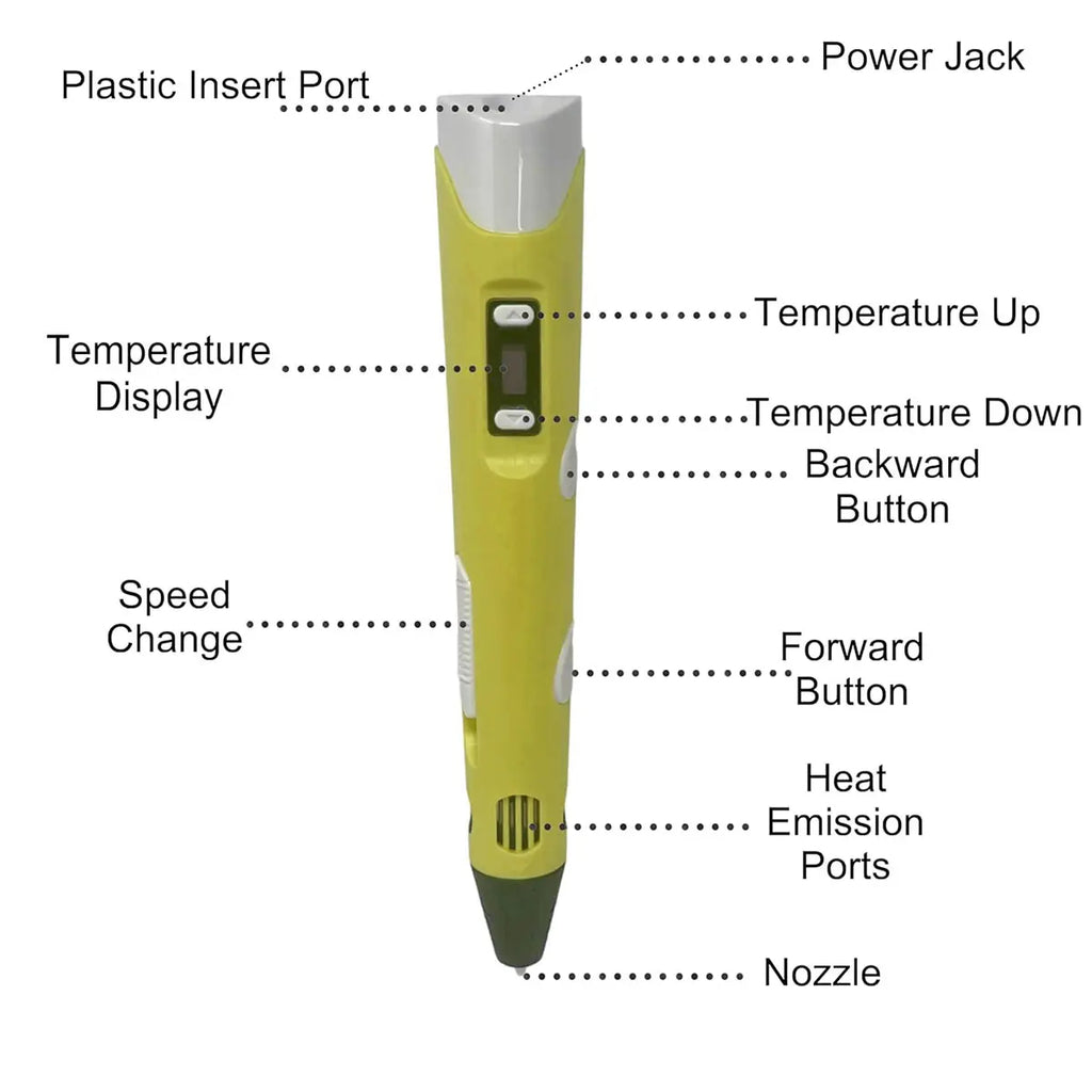 Kids Yellow 3D Drawing Printing Pen with Filaments Trending Accessories